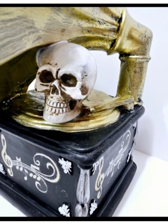 Ashland Other - NWT Ashland Halloween Skull  Tabletop Decor Spooky Spider Web Phonograph